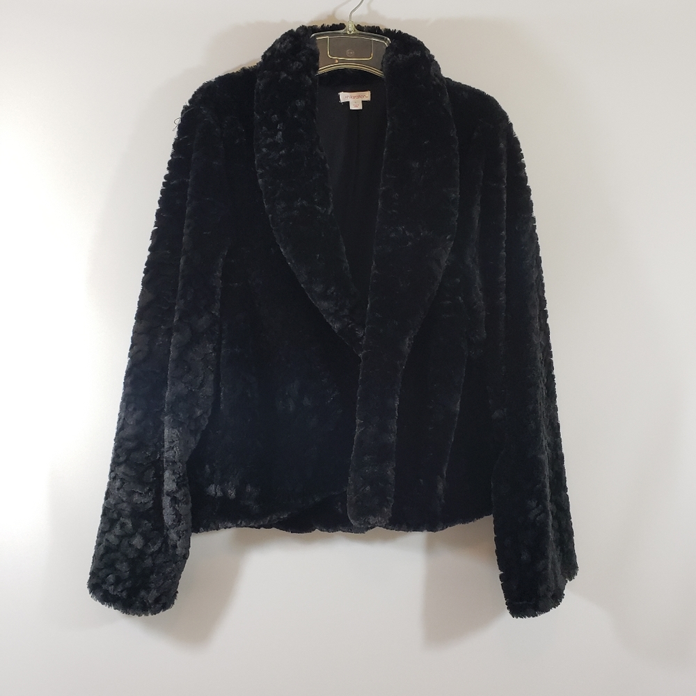 NWOT Lined Deep Black Faux Fur Coat